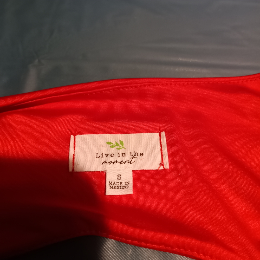 🍋 Vibrant Red Long Sleeve Crop Top Women Small Party Club - Picture 8 of 10
